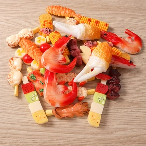 Detailed resin food charms featuring realistic fried crab and corn for DIY crafts