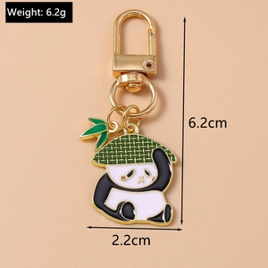 Spécifications de taille du porte-clés panda avec mesures de la hauteur et du poids total