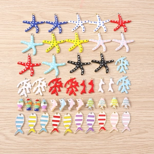 DIY oceaan thema emaille bedelset met zeester koraal en dolfijn hangers voor sieraden