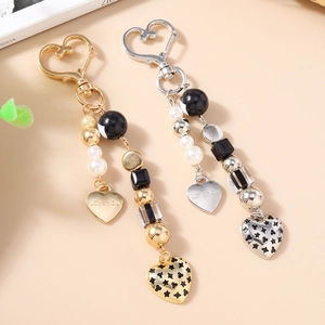 Porte-clés Doux en Künstliche Perles de Coeur Alliage de Zinc Imitation Künstliche Perle Étoile Pendentif Anneau Sac Charm Bijoux pour Femmes