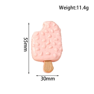 Detalle del colgante de helado rosa con dimensiones de 55 mm de alto y 30 mm de ancho