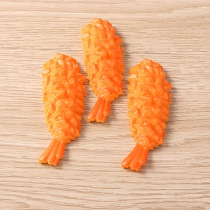 Macro detail of realistic resin fried shrimp tempura models for DIY crafts decoration