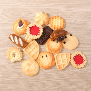 Detailed collection of miniature resin dessert charms including waffles and cookies