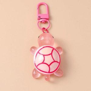 Cute pink 3D turtle keychain with resin shell and color-matched lobster clasp
