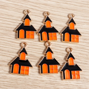 Halloween Castle Shaped Zinc Alloy Enamel Charms For DIY Jewelry Making Haunted House Pendants For Earrings Bracelets Keychain Accessories