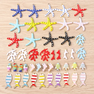 DIY Zeedieren Legering Emaille Hangers Zeester Koraal Walvis Vis Charms Voor Sieraden Maken Armband Ketting Accessoires