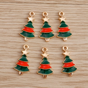 Christmas tree alloy pendants with red and green enamel for DIY jewelry making accessories