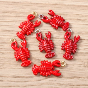 Realistic red lobster alloy pendants for DIY bracelets and necklaces jewelry making