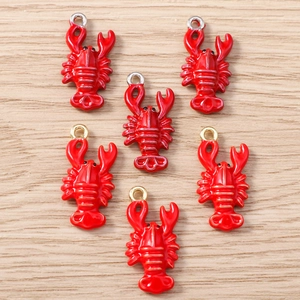 Realistic red lobster charms for DIY jewelry making in gold and silver finish