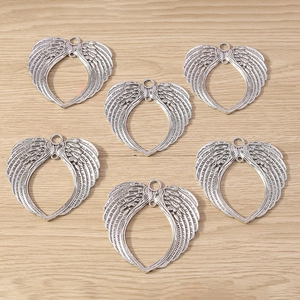 Pendentif Creux Coeur Aile d'Ange en Alliage de Zinc Argent Antique pour Fabrication de Bijoux DIY Collier Bracelet Porte-clés