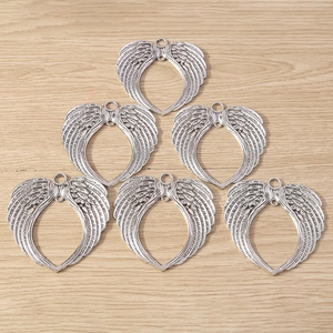 Lot de 6 pendentifs ailes d'ange en argent pour création de colliers et bijoux DIY