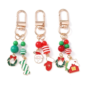 Lot de porte-clés de Noël avec sucre d'orge, Père Noël et pendentifs couronne festive