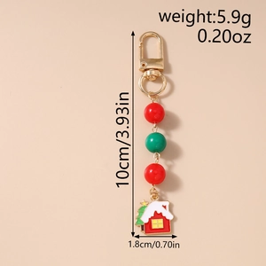 Detailed size chart for the Christmas house and tree enamel keychain with lobster clasp