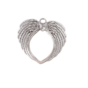 Lot de 4 pendentifs cœur avec ailes d'ange en argent vieilli pour bijoux DIY