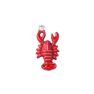 Realistic red lobster pendant charms with silver ring for DIY jewelry making 5 pack