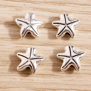 Starfish shaped antique silver metal spacer beads for DIY jewelry and bracelet making