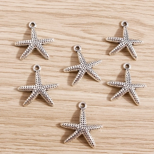 Set of 6 starfish-shaped alloy pendants with textured finish for DIY jewelry crafting