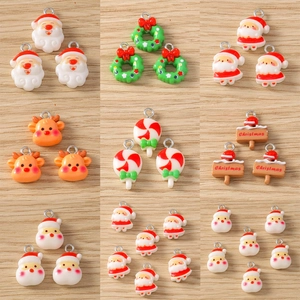 Resin Christmas Charms Santa Claus Elk Lollipop Road Sign Wreath Pendants DIY Jewelry Accessories For Bracelet Necklace