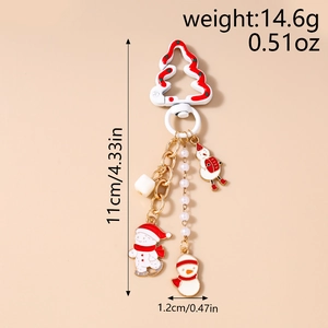 Detailed view of Christmas snowman keychain with dimensions and weight measurements
