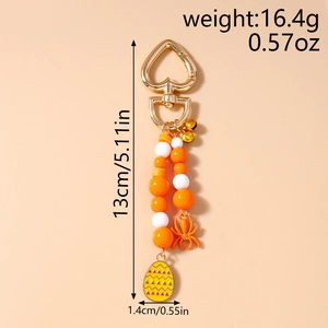 Halloween-Schlüsselanhänger mit Perlen und Spinne, 13 cm lang und 16,4 g schwer, schlicht