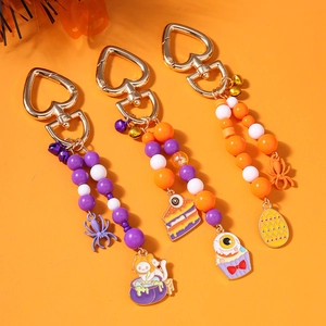 Halloween Perlen Schlüsselanhänger Zinklegierung Herz Schnalle Spinne Hexe Katze Auge Kuchen Emaille Anhänger Party Schmuck Geschenk
