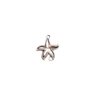 Vintage silver starfish connector pendant with double loops for DIY jewelry making