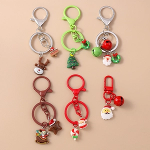 Christmas Keychain Zinc Alloy Santa Claus Reindeer Tree Pendant For Bag Decoration Cute Festive Party Holiday Gift