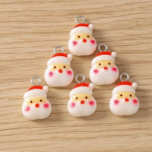 Set of 6 cute Santa Claus charms with red hats and white beards for DIY jewelry making