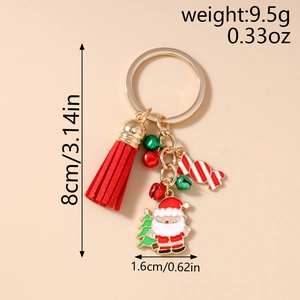 Detailed view of Christmas keychain featuring Santa Claus charm and size measurements
