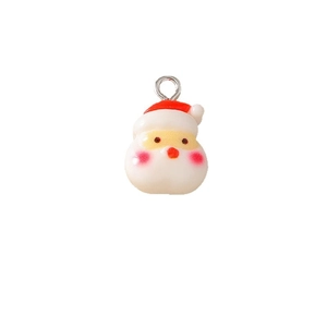 Cute Santa Claus resin charm pendant with silver loop for DIY Christmas jewelry making