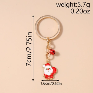 Détail du porte-clés Père Noël avec dimensions de 7cm de hauteur et clochette rouge