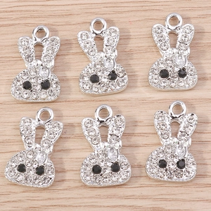 Breloques Lapin en Strass Brillants Pendentifs Animaux en Alliage de Zinc pour Collier Bracelet Porte-clés Accessoires de Bijouterie DIY