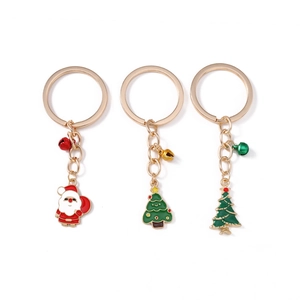 Lot de porte-clés de Noël avec Père Noël, sapins et petites cloches colorées