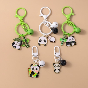 Porte-clés Panda Dessin Animé Mignon Bambou Alliage Zinc Émaillé Pendentif Animal Charme Sac Style Chinois Cadeau Amis