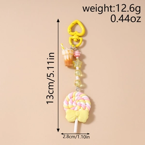 Lollipop keychain with dimensions shown as 13cm in length and 12.6g in weight