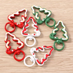 5Pcs Christmas tree lobster clasps in red, green and white for DIY keychain making