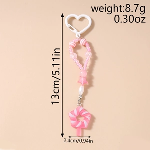 Maße des rosa-weißen Perlenanhängers mit einer Länge von 13 cm und 8,7 g Gewicht