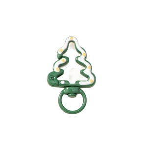 Christmas tree shaped metal lobster clasp with festive green and white coating