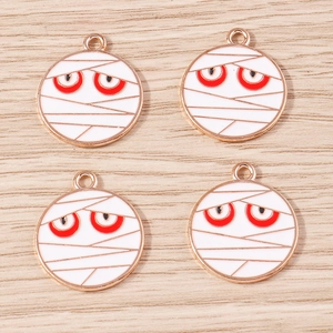 Lot de breloques yeux de momie pour bijoux DIY avec cadres dorés et motifs d'yeux rouges