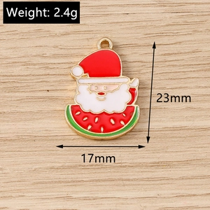 Macro detail of Santa Claus enamel charm with 23mm height dimensions and golden edges