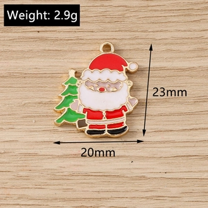 Detail view of 23mm Santa Claus metal charm for jewelry making with size measurements