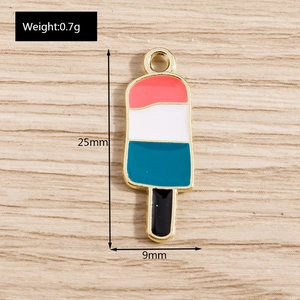 Detailed view showing 25mm height and 9mm width of pink and blue ice cream charm