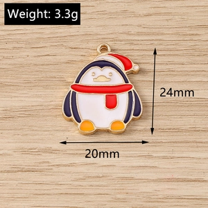 Enamel penguin Christmas pendant with 24mm size and 3.3g weight for DIY jewelry