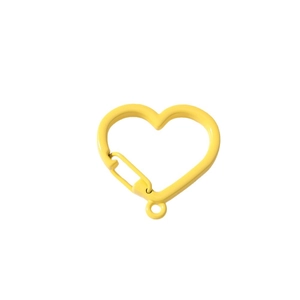 Bright yellow heart-shaped metal carabiner spring clasp for DIY keychains and bags