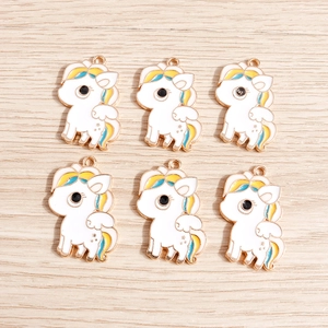 Cartoon Unicorn Enamel Alloy Charms For DIY Jewelry Making Gold Plated Pegasus Pendants For Necklaces Bracelets Keychains