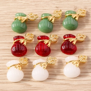 Chinese Style Lucky Bag Pendants Resin Alloy Money Bag Charms For DIY Jewelry Making Earrings Necklace Keychain Decoration