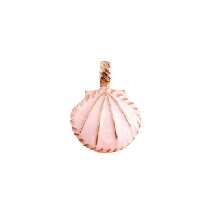 Pink enamel shell charm with rose gold metal outlines for DIY jewelry necklaces