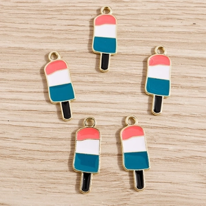 Five colorful popsicle charms for DIY jewelry making with gold-tone metal loops and enamel finish