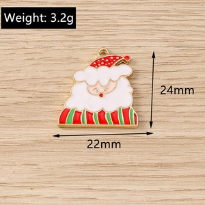 Detail of Santa Claus enamel metal pendant with weight and size specifications