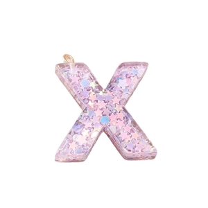 DIY purple sequin letter X pendant with holographic stars for necklaces and bracelets